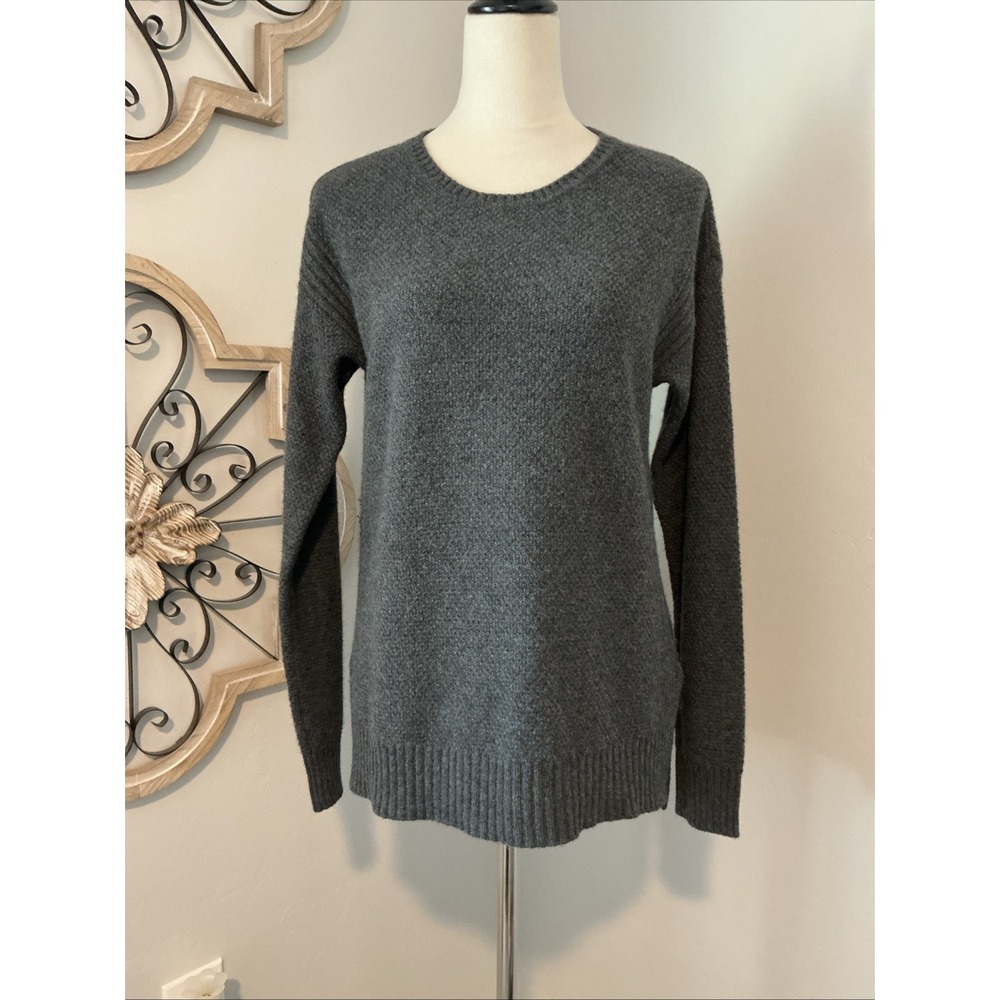 PURE Amici Women's 100% Cashmere Long Sleeve Sweater Grey Sz S